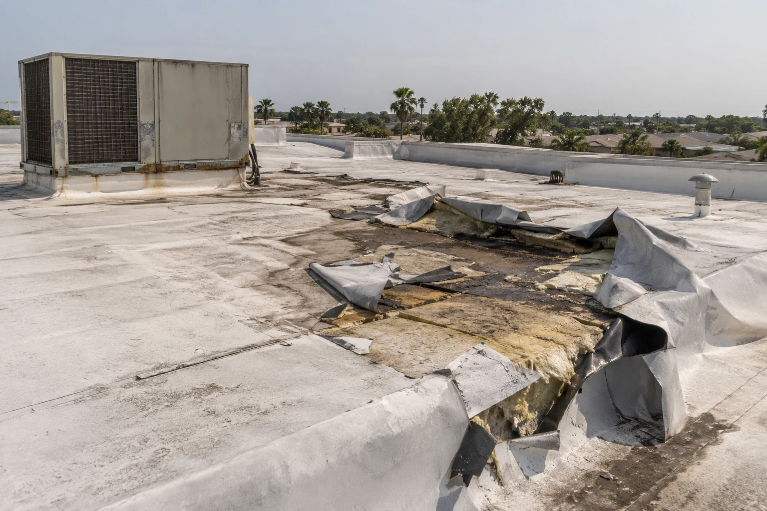 Commercial Hurricane Damage Roof Repair in Davie, FL