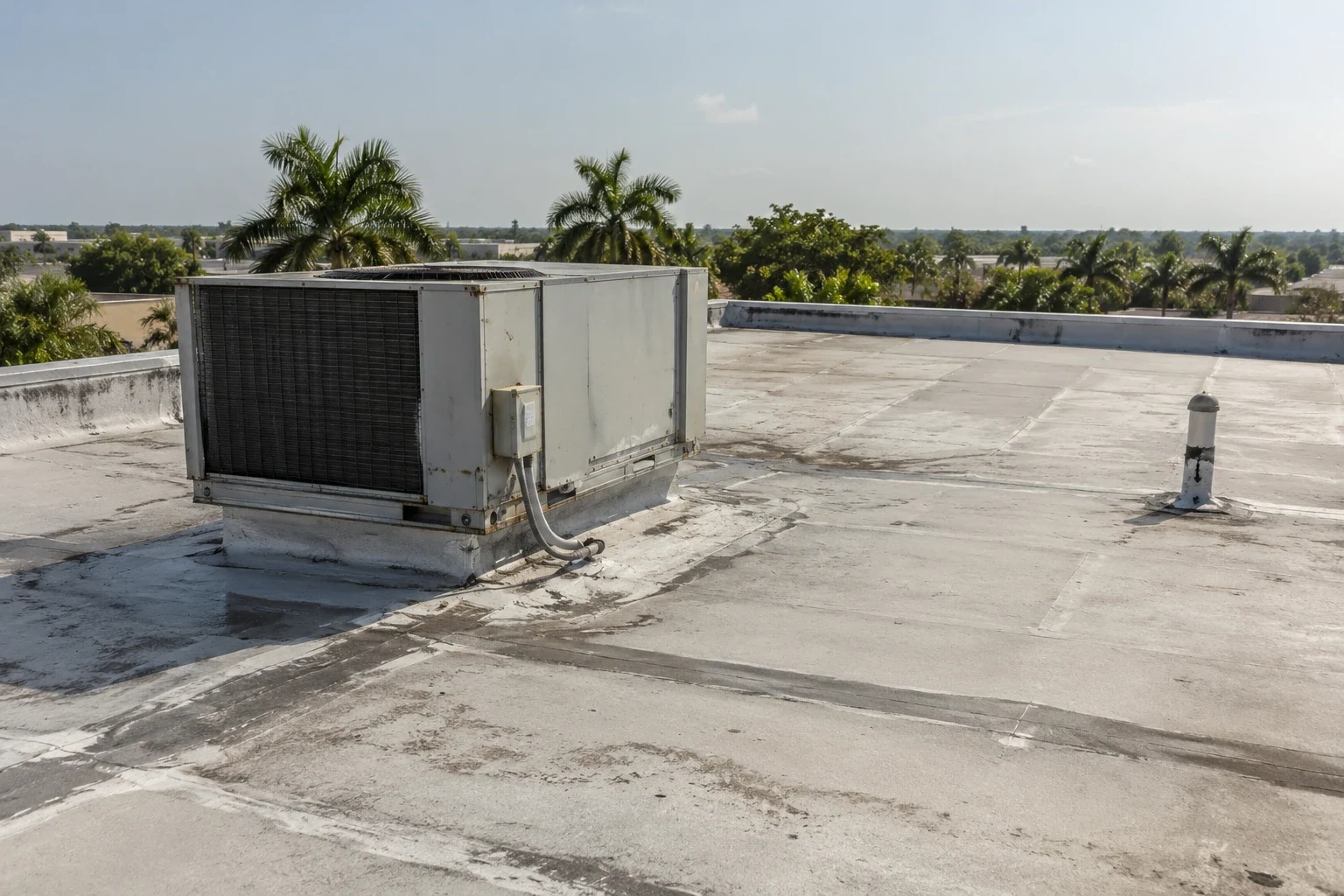 Commercial roof repair crew